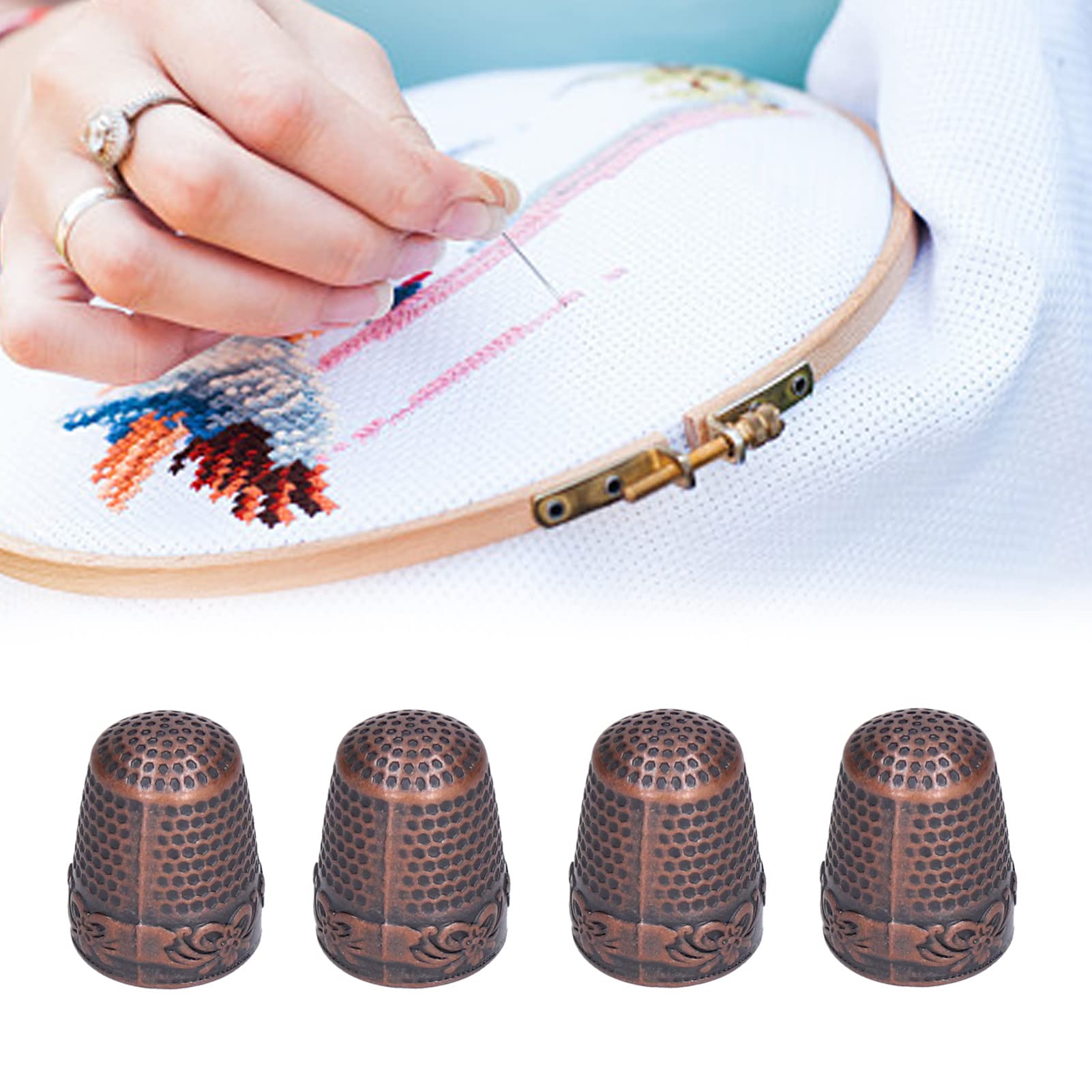 Rankomu Dés à Coudre En Métal (lot De 10) - Motif Seau Doré, Anti-glissement Aiguille, Protection Doigts