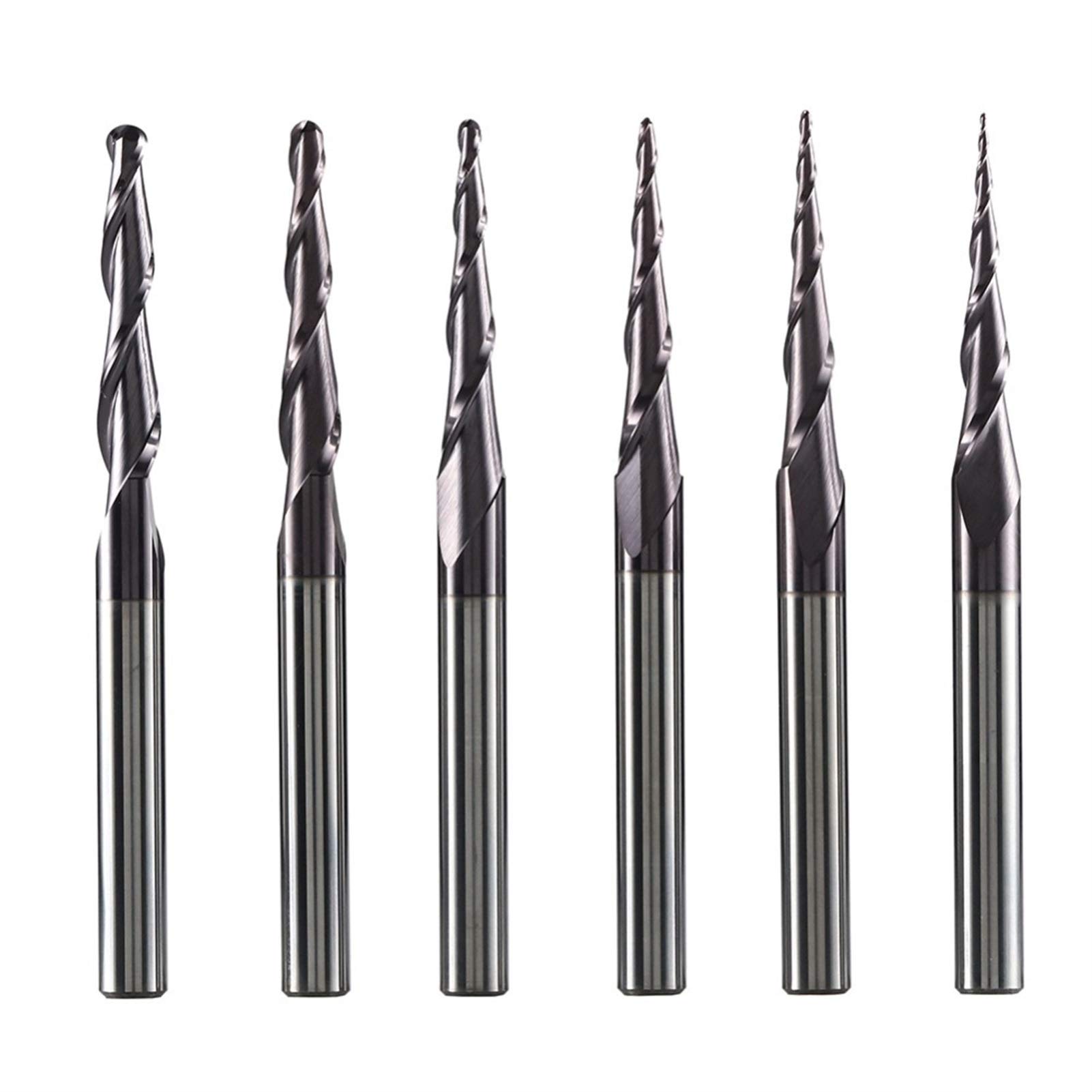 Zkenyao-Router bit Tungsteno carburo sólido 4 mm 6 mm de 8 mm de Bola de la Nariz sin cónicos Molinos de enrutador bits CNC Taper Wood Metal Fresing Cutter, Utilice Seguridad confiable