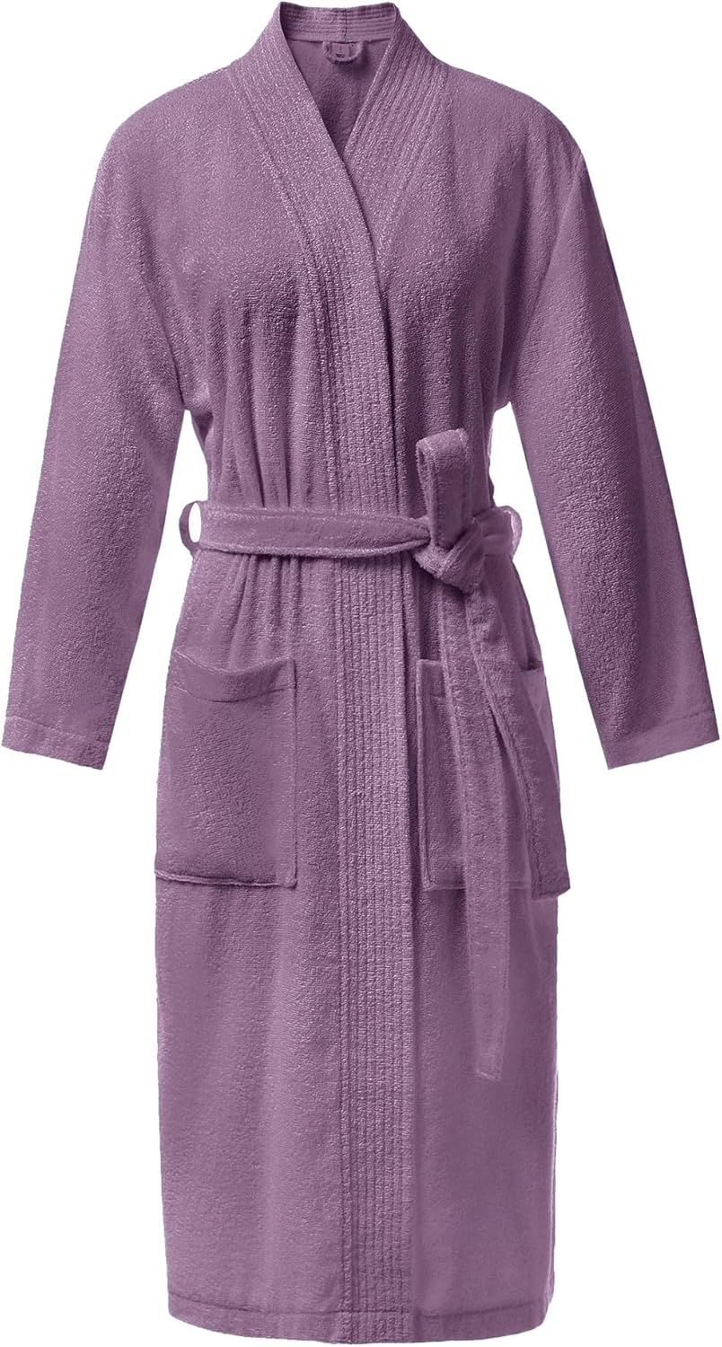 SIORO Women Terry Cloth Bath Robes with Pockets, Soft Long Cotton plush Kimono Wrap Bathrobe, Spa, Fuzzy Female nightgrown - Image 6