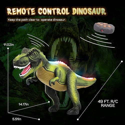 Vista 21 de STEAM Life Juguete de dinosaurio iluminado con control remoto para niños de 3 a 7 años + con sonido rugido realista, robot electrónico T rex
