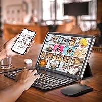 Vista 3 de Tablet de 10 pulgadas con teclado Tablet 2 en 1 Tableta Android 14 Tabletas Incluye estuche ratón lápiz capacitivo batería de 6000 mAh 8GB+64GB