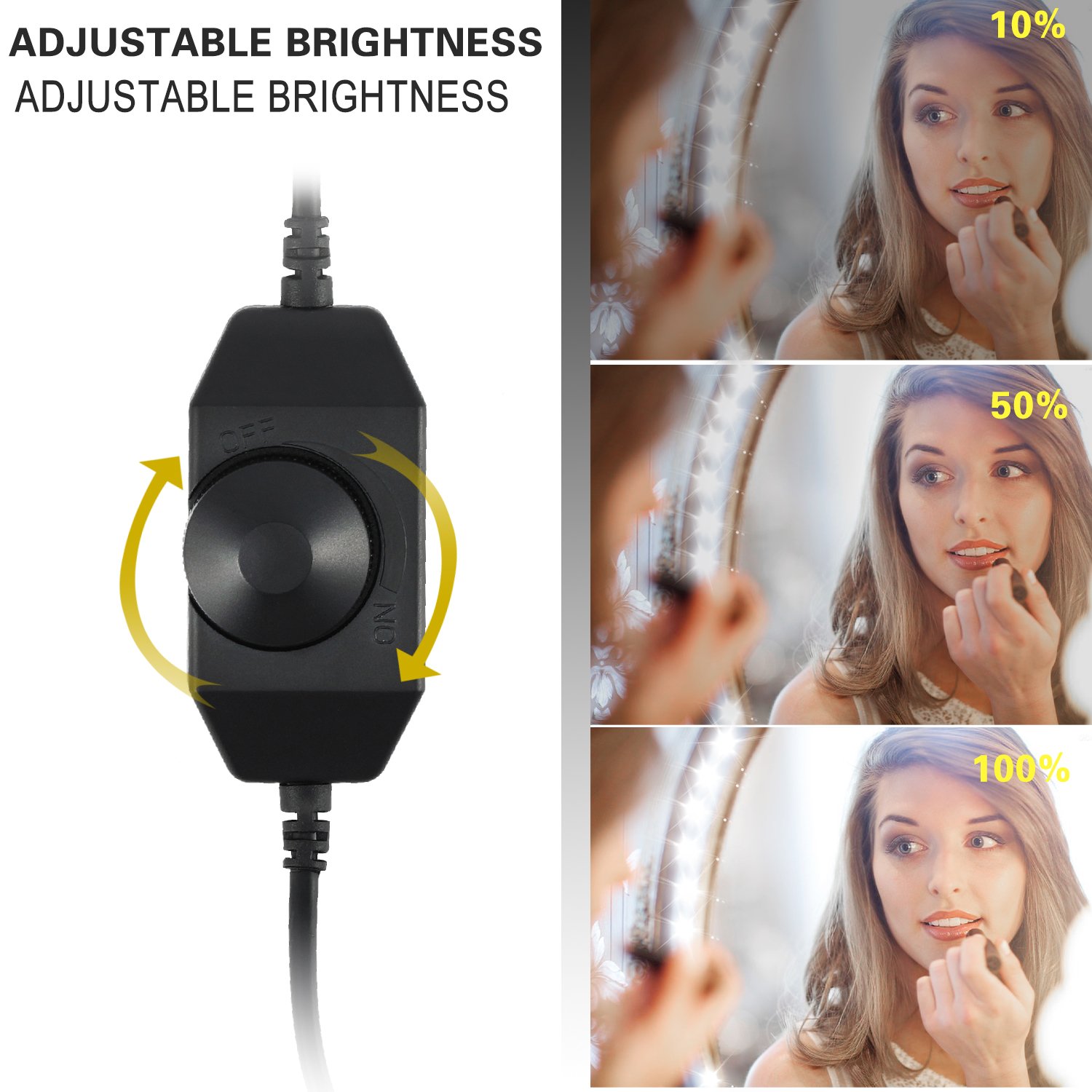 LED Vanity Mirror Lights Kit Make-up Mirror Light Strip for Vanity Dressing Table, Dimmer, UL Certified Power Supply, Daylight, DIY Hollywood Style Gift Choice 13foot/4Meter Daylight White 6000K