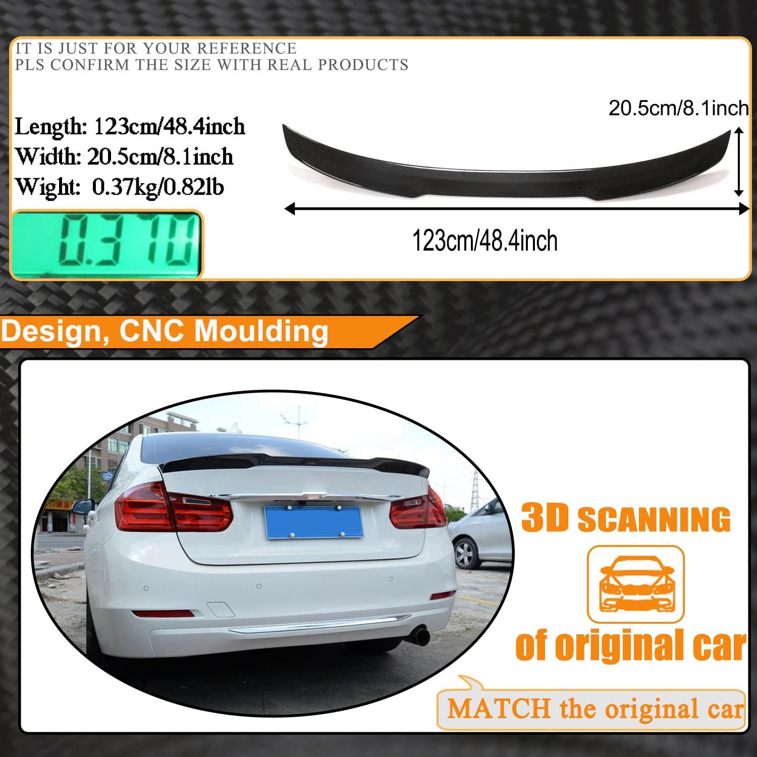 Dry Carbon Fiber Rear Trunk Spoiler Fits for BMW 3 Series 320i 325i 335i F30 F80 M3 M-Sport 2013-2019 Facctory Outlet CF Rear Boot Lid Highkick Spoiler Wing Lip