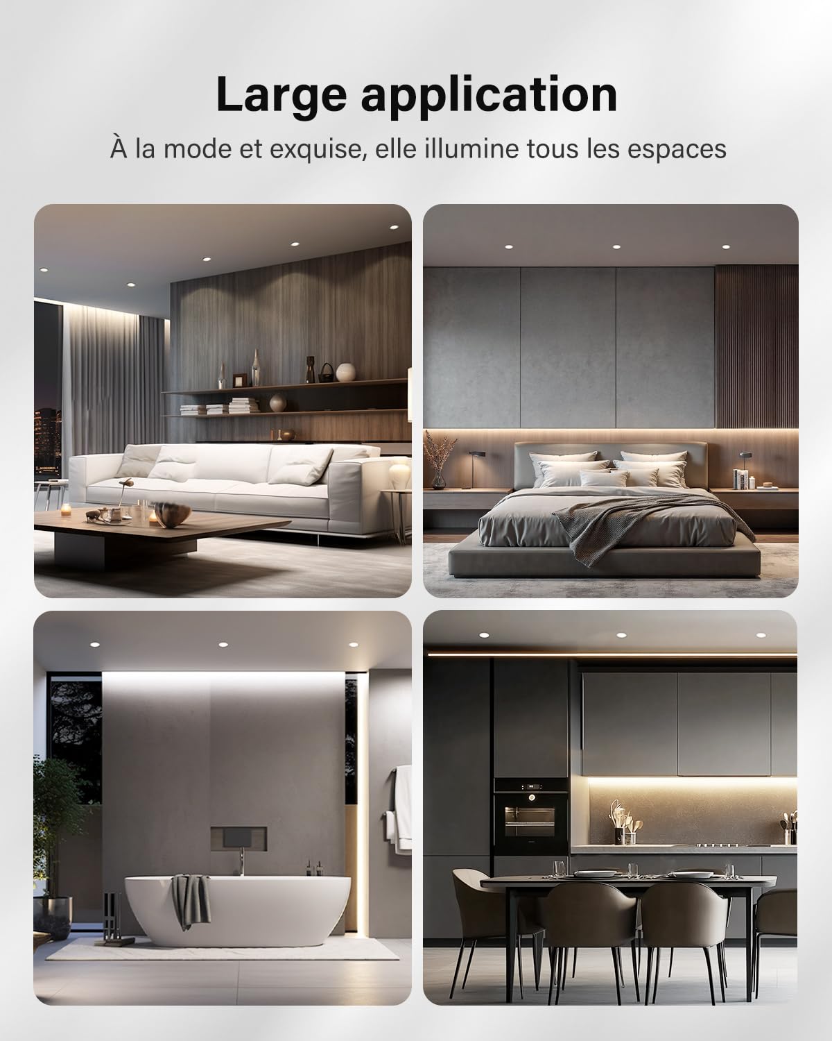 Leselux Spot LED Encastrable Salle de Bain IP65, 10 x 5W Spot de Plafond 4000K Blanc Neutre 400LM, Spots LED Extra Plat 35mm, Éclairage Encastrés pour Cuisine Salon Couloir, Trou Φ68-80mm