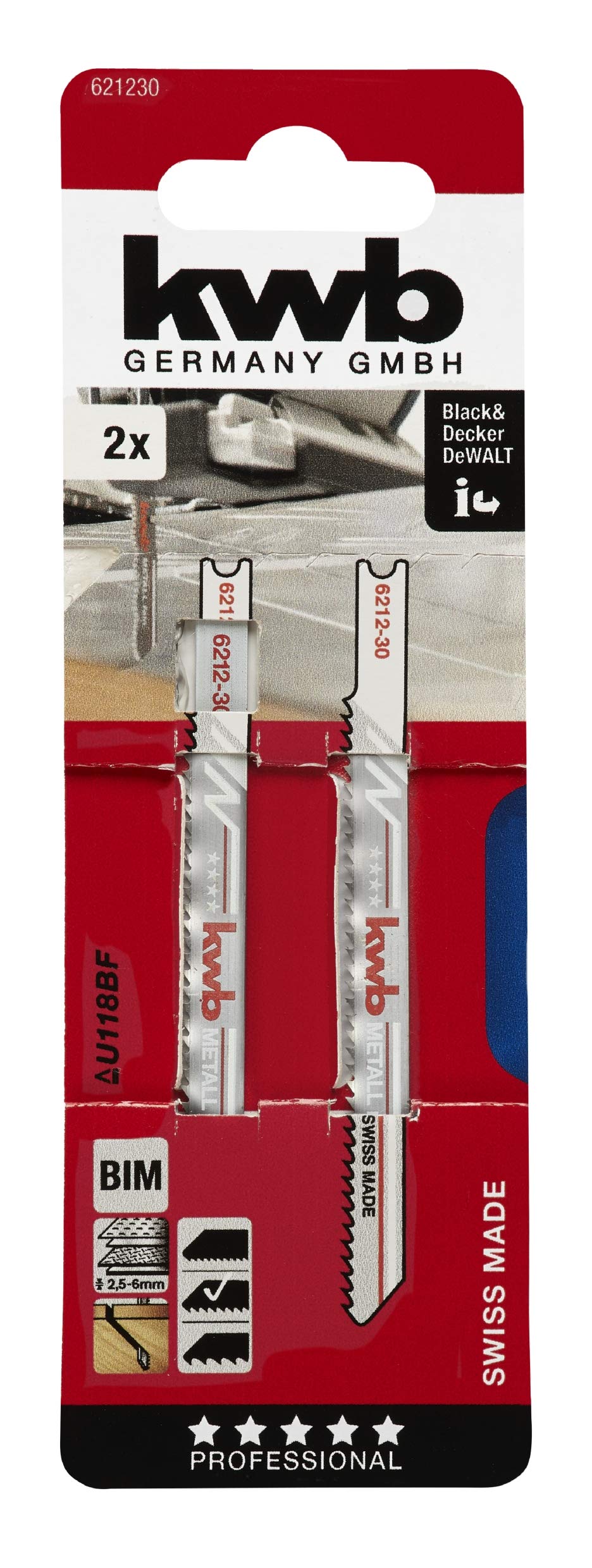 kwb 2 X Stitch Sega lame per legno 620230 (medio, acciaio al carbonio medio, HCS, albero universale, U101D) et al. Per Einhell RT-JS 85