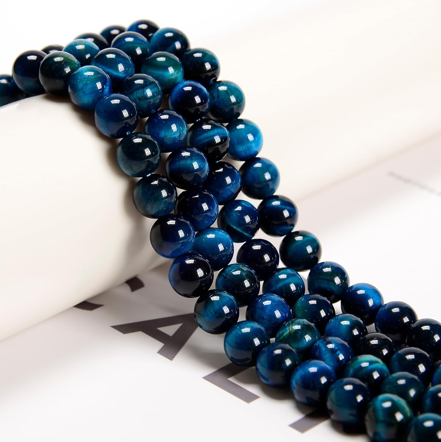 Blue Green Tiger Eye Smooth Round Size 12mm 15.5'' Strand