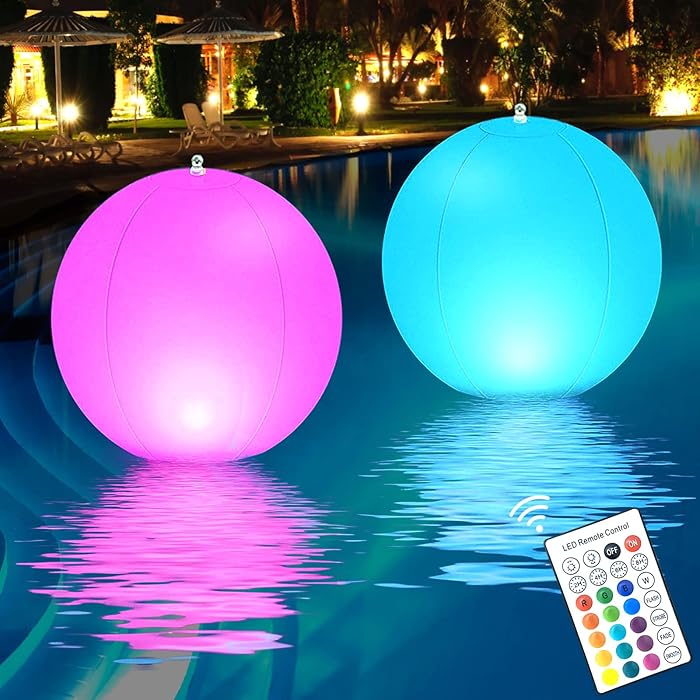 Buy PoCare Solar Floating Pool Lights 2 Pack, 14" Floating Ball Lights