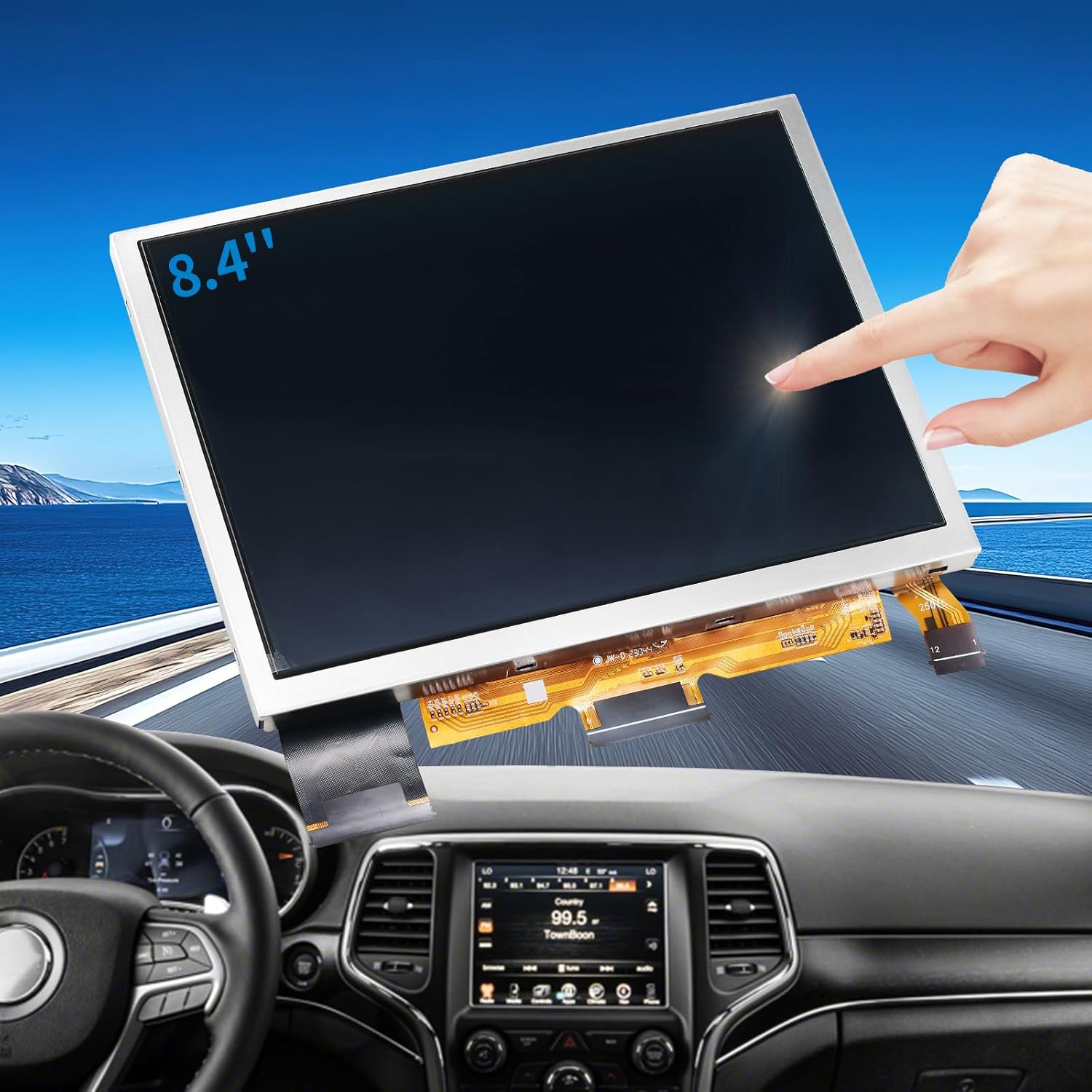 8.4" Uconnect 4 LCD Screen Digitizer Replacement TDO-XGA084, Touch Screen for Jeep Grand Cherokee 2019+ Pacifica RAM Radio OEM Navigation System, Uconnect Monitor Touchscreen 68388570AB