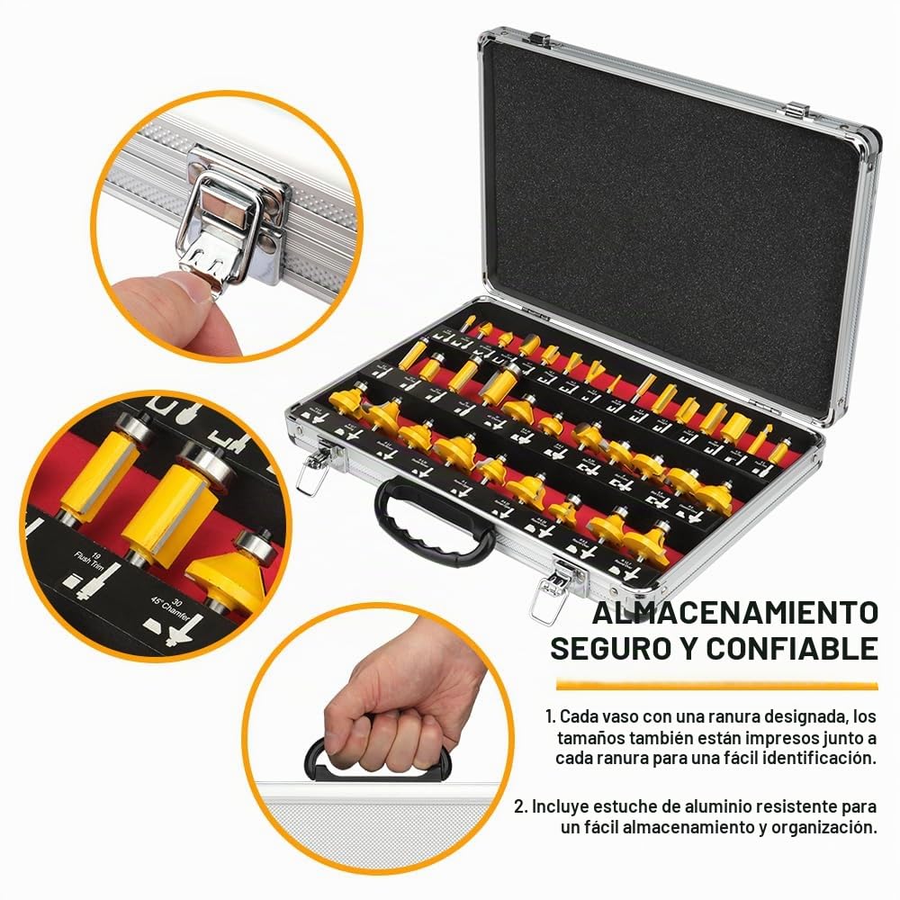 Hoteche Juego de fresas para carpintería, vástago de 6 mm, herramientas para fresadoras de madera de calidad industrial
