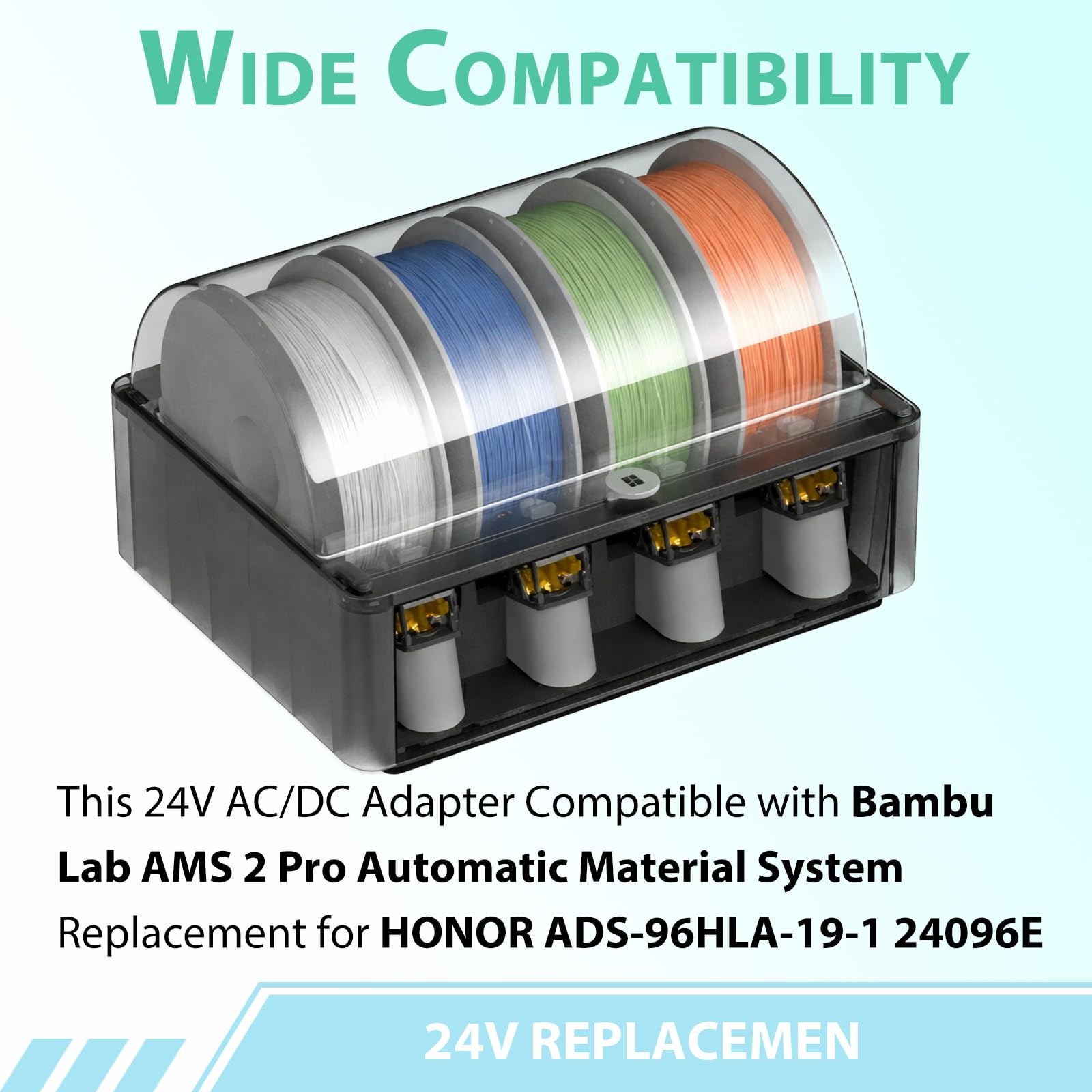 Cargador de 24 V para cargador de laboratorio Bambu compatible con Bambu Lab AMS 2 Pro, sistema de material automático de repuesto para Honor ADS-96HLA-19-1 24096E 96W cable de fuente de alimentación