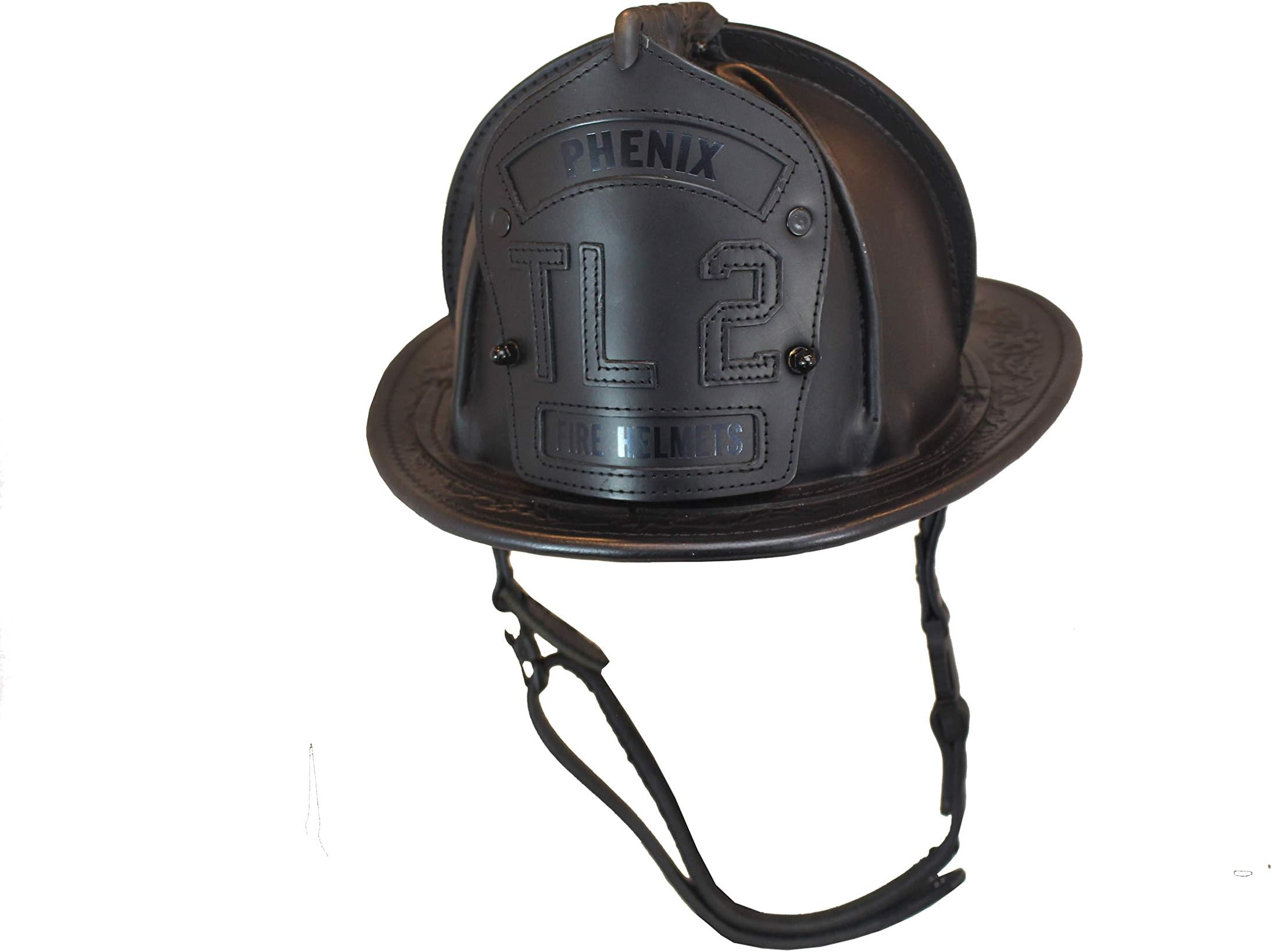 Traditional NFPA Leather Firefighting Helmet - Flat Black