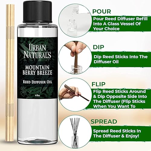 Miniatura 275 de Urban Naturals Reed Diffuser Oil Refill Ocean Mist Sea Salt with Salt Spray, Violet Leaf, Sea Grass, Driftwood 8 oz + Free Reed Sticks, Made in The
