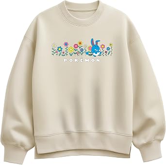 HYBRID APPAREL Pokemon - Azumarill Flowers - Womens Oversized Fleece Crew Sweatshirt