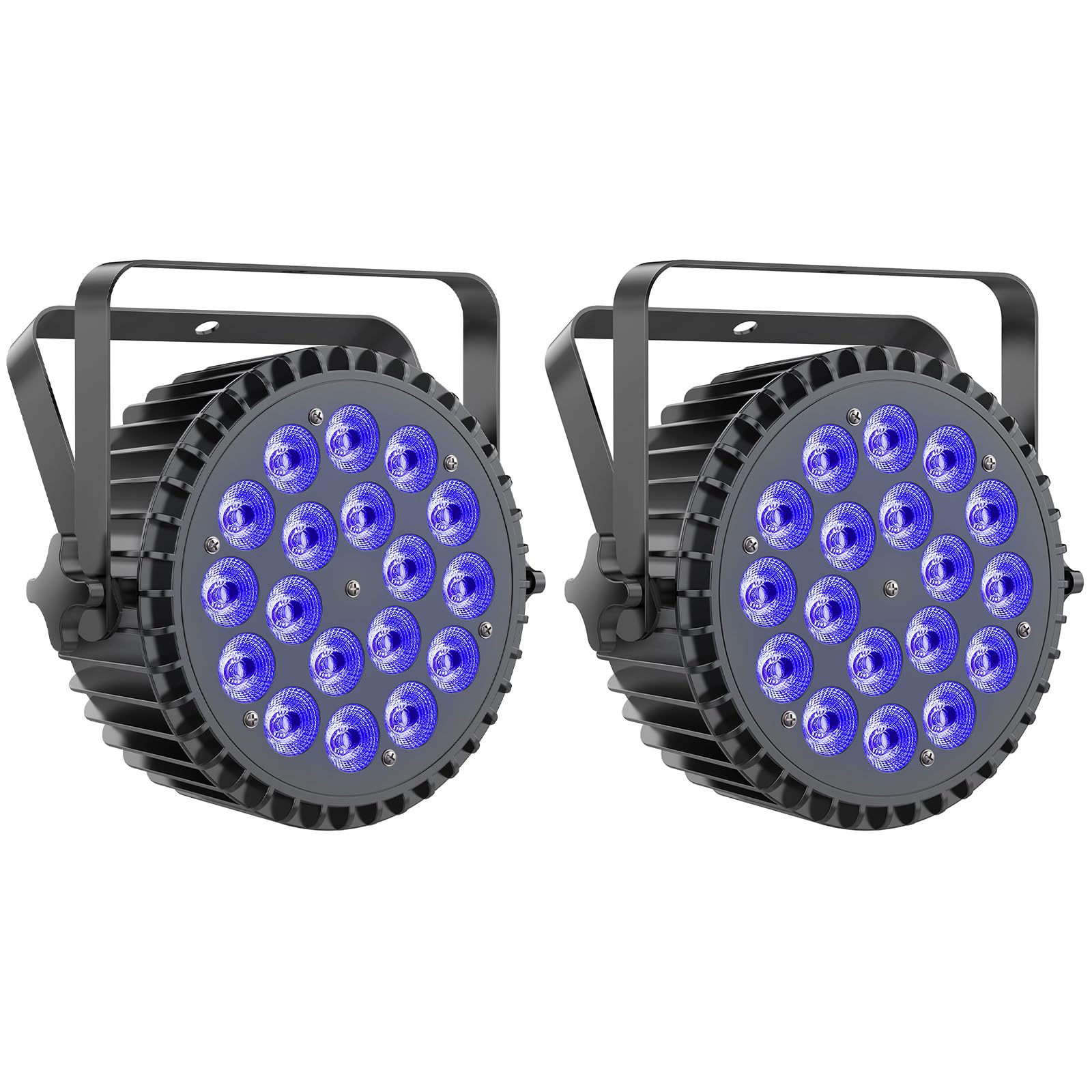 2PCS 18x 10W Par LED, RGBWA UV 18 Luci da Palco D MX 7/10CH, Illuminazione Discoteca Alloggiamento in alluminio con supporto per DJ Festa Spettacolo Bar Halloween Natale