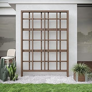 Vita Urbana Espresso Brown Embossed Vinyl Modern Trellis and Privacy Scr...