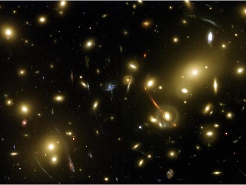 Artery8 Imagen del telescopio espacial Hubble, gravedad, cúmulo de galaxias Abell 2218, lupa cósmica gigante vista galaxias distantes causadas por