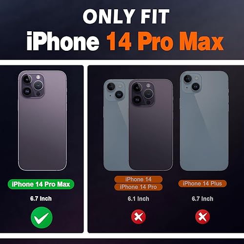 Miniatura 2 de SHIELDON Funda para iPhone 14 Pro Max 5G, funda de piel auténtica tipo cartera con función atril y bloqueo RFID, magnética, a prueba de golpes,