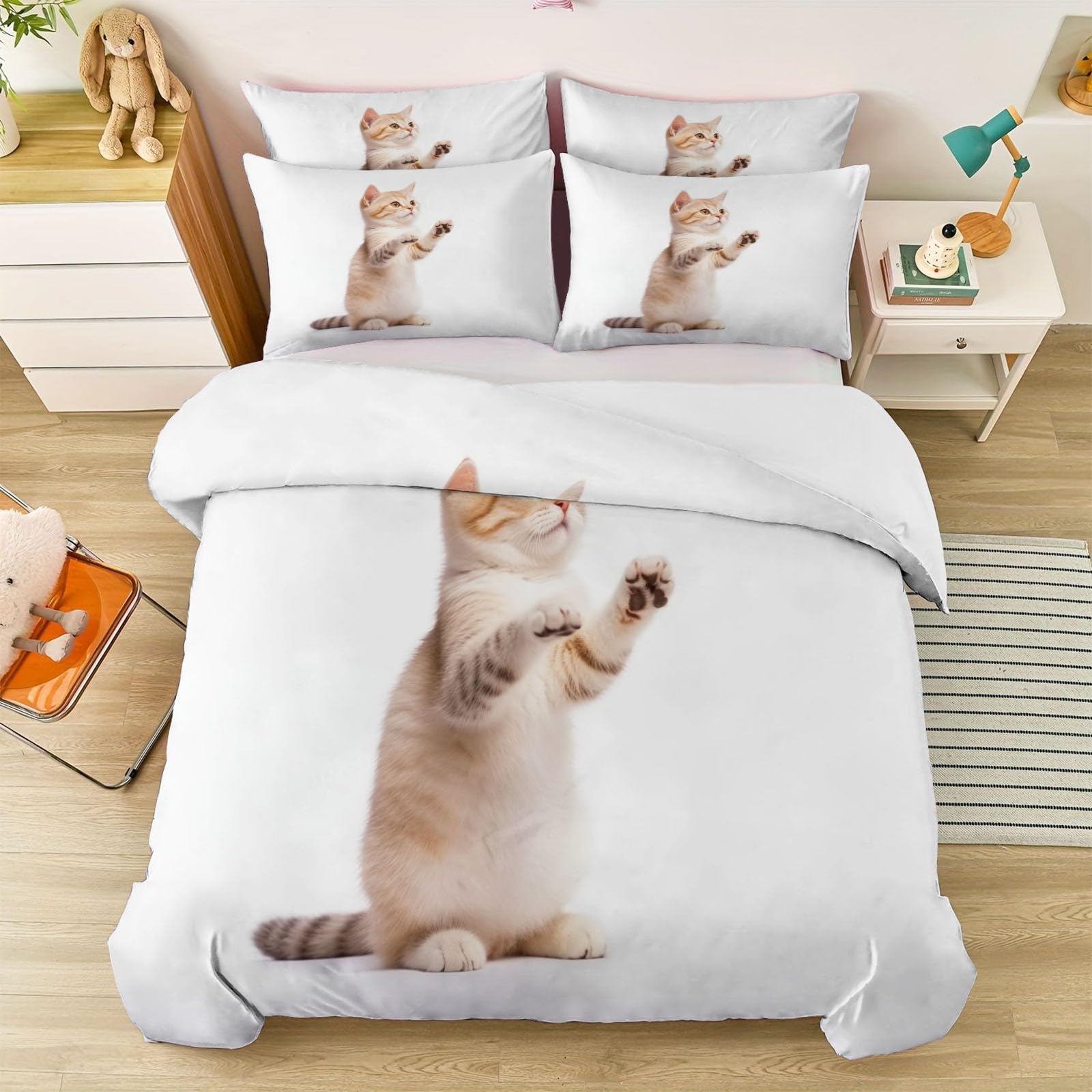 Housse de couette 240x260 chaton avec fermeture éclair pour un lit sans plis