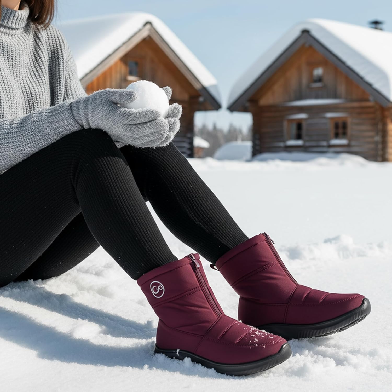 Ecetana Womens Snow Boots for Winter: Ankle Waterproof Booties with Fur Lined Warm Comfortable Shoes Anti Slip Outdoor Zipper Boots