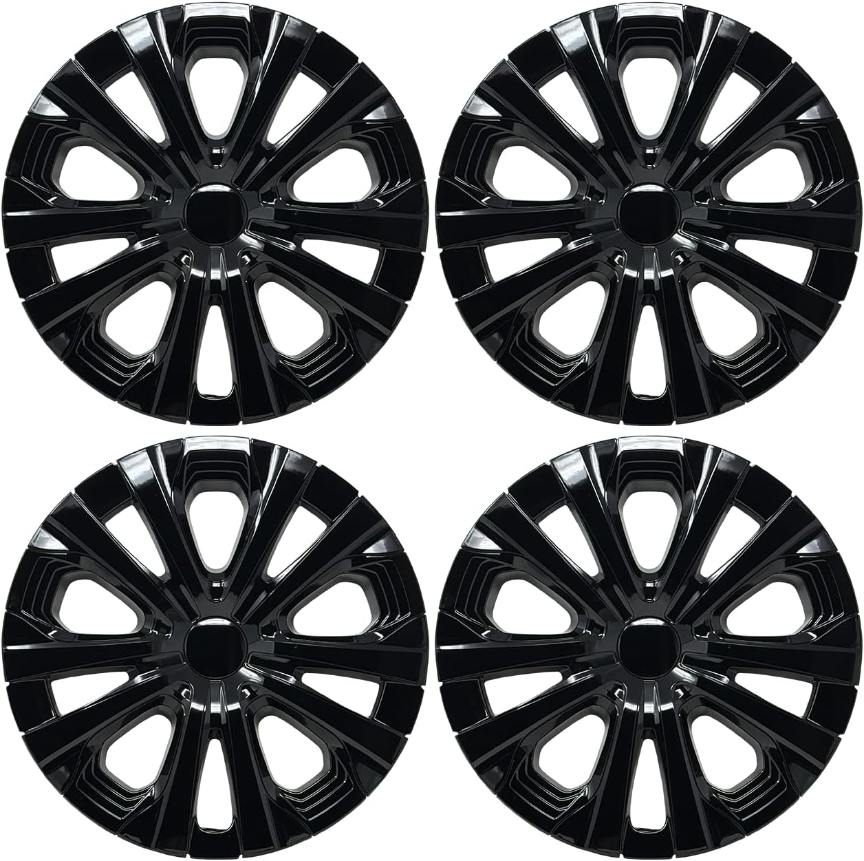 Hubcap Replacement for Toyota Corolla 2020-2022, Prius 2019-2022, 15-inch Replica Wheel Cover (Set of 4) Gloss Black