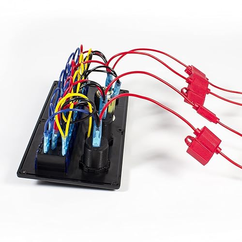 Vista 31 de Panel de interruptor de palanca impermeable de 6 cuadrillas 12V/24V Panel de interruptor basculante de aluminio con cargador USB doble, voltímetro