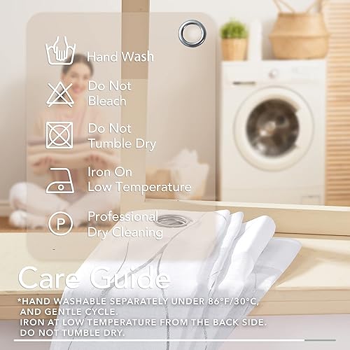 Miniatura 8 de Deconovo - Cortinas translúcidas con patrón de ondas impresas en lámina de aluminio, con aspecto de lino, juego de 2 paneles de cortinas de gasa con