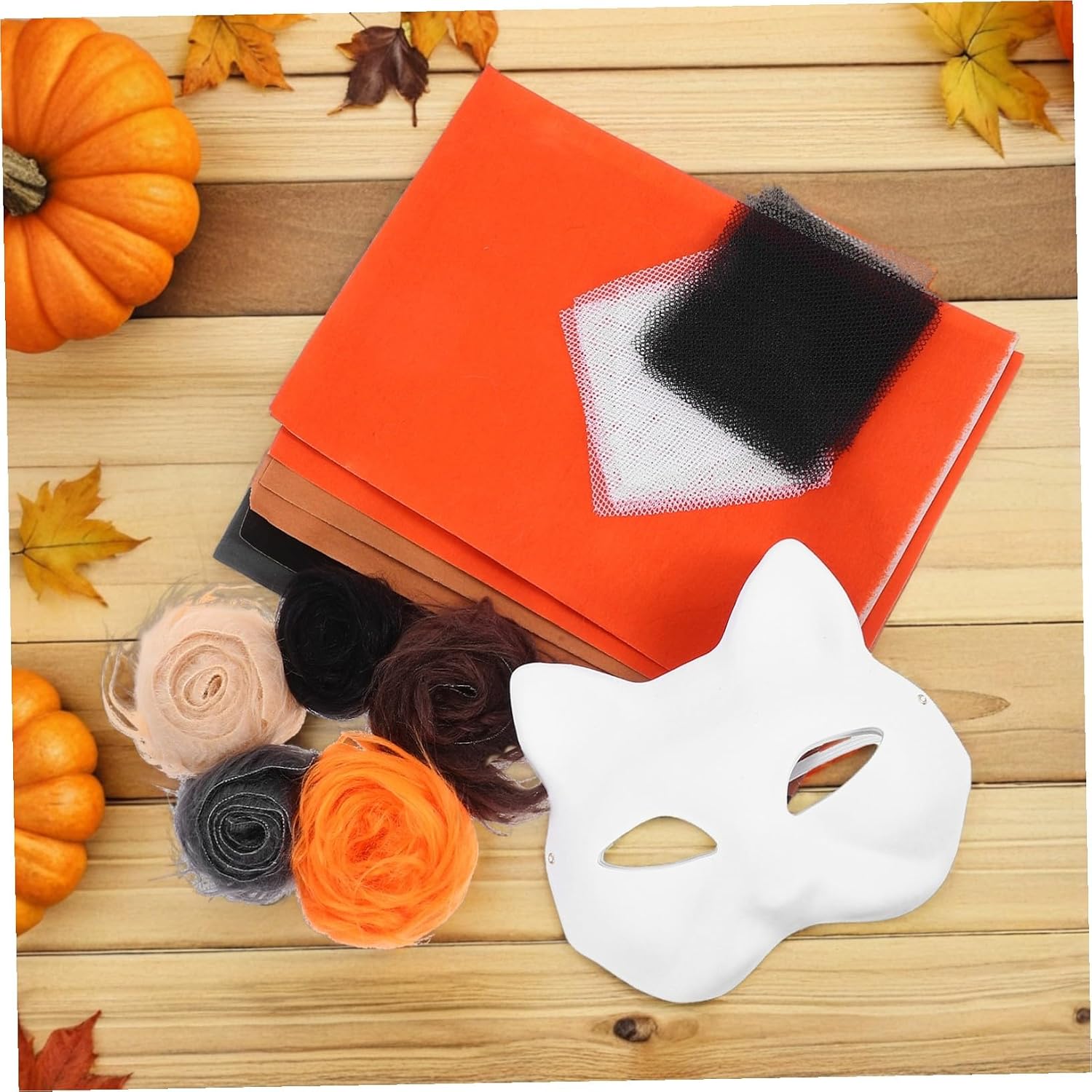 DIY Kit with Smooth Paintable Surface and Soft Felt Accents Blank Half for Halloween Masquerade Cosplay Party Decorations Creative Costume Craft