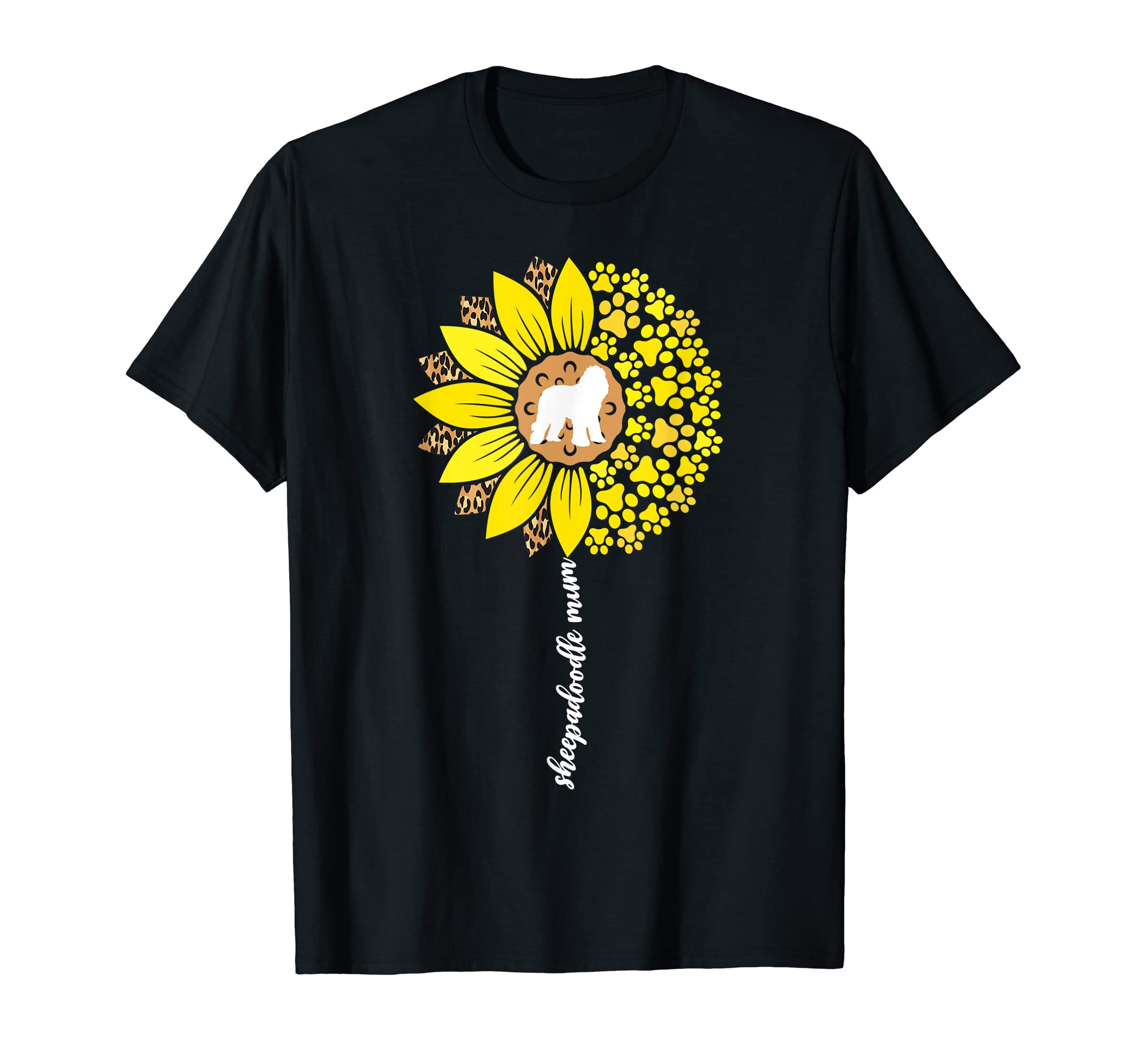 Sheepadoodle Mum For Women Sheepa Doodle Dog Mum Sunflower T-Shirt