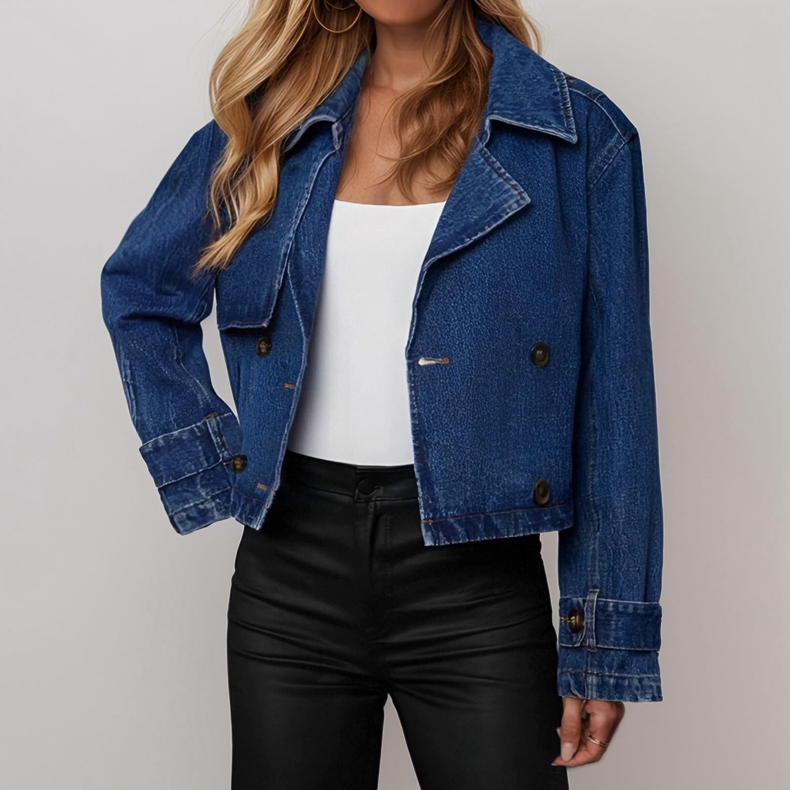 Jeans Jacken Für Damen Jeansjacke Shacket Vintage Übergangsjacke Leicht Alltag Bomberjacke Freizeitjacke Lange Ärmel Denimjacke Oversized Kurz Wascheffekt