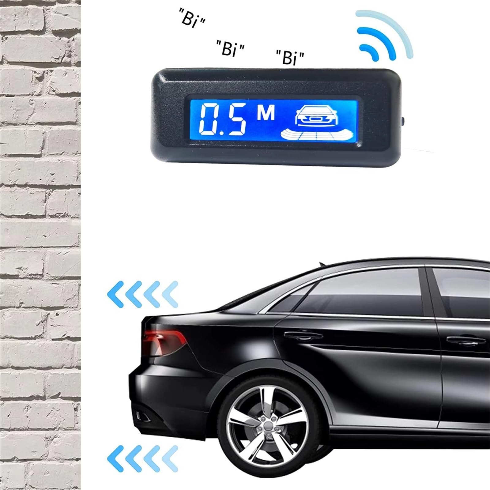 Aparcamiento asistido Sistemas De Radar Marcha Atrás Para Coche Automático Aparcamiento Con Alarma Zumbador LCD 4 Sensores Monitores Ciego Control Distancia(Black)