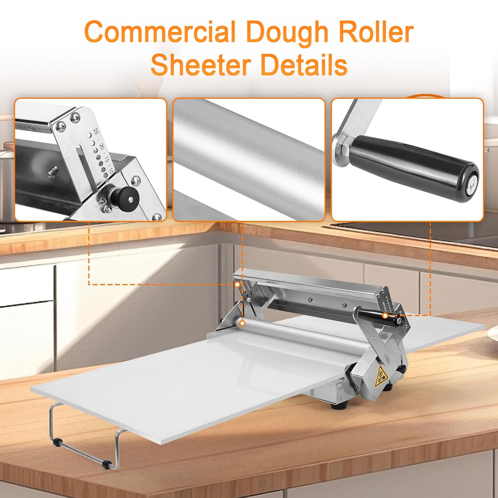 Croissant-Teigausrollmaschine, Professionelle Faltbare Teigausrollmaschine Für 0-25 Mm Teigstärke, Manueller Teigwalzer Für Pizzateig, Blätterteig, Nudelteig & Croissants