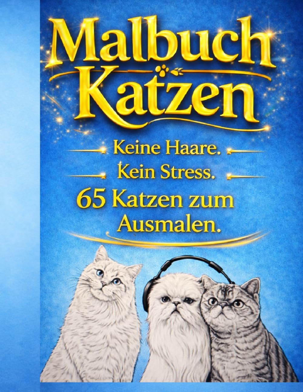 Malbuch Katzen: Wärme und Gemütlichkeit mit Katzen — ganz ohne Katzenhaare.65 Katzen zum Entspannen und Ausmalen —