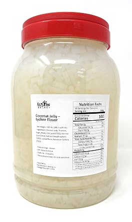 Fusion Select Lychee Jelly Coconut Jelly مع نكهة الفاكهة لشاي الفقاعات والزبادي والآيس كريم والمشروبات وشاي الفاكهة وزغب الثلج، إضافات الحلوى 135.8 أونصة، أبيض