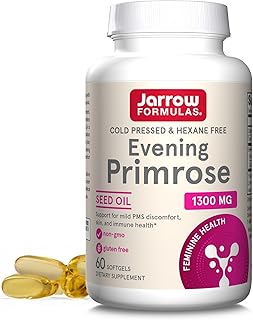 Jarrow Formulas Evening Primrose 1300 mg - 60 Softgels - Superior Source of GLA - Supplement Supports Skin Health, Immune Function & Mild PMS Discomfort - Up to 60 Servings