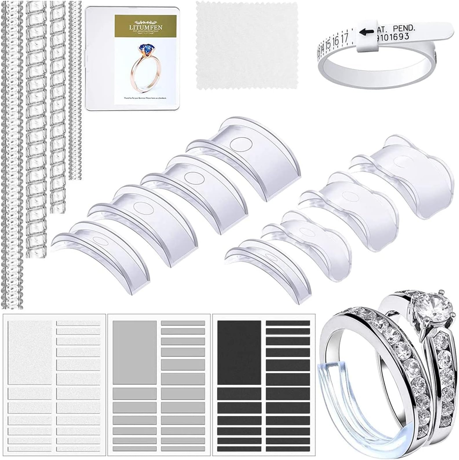 Ring Size Adjuster Set, Invisible Ring Sizers for Loose Rings, Ring Guard Adjuster, Ring Size Reducer for Comfortable Fit, Perfect Solution for Resizing Engagement, Wedding & Fashion Rings