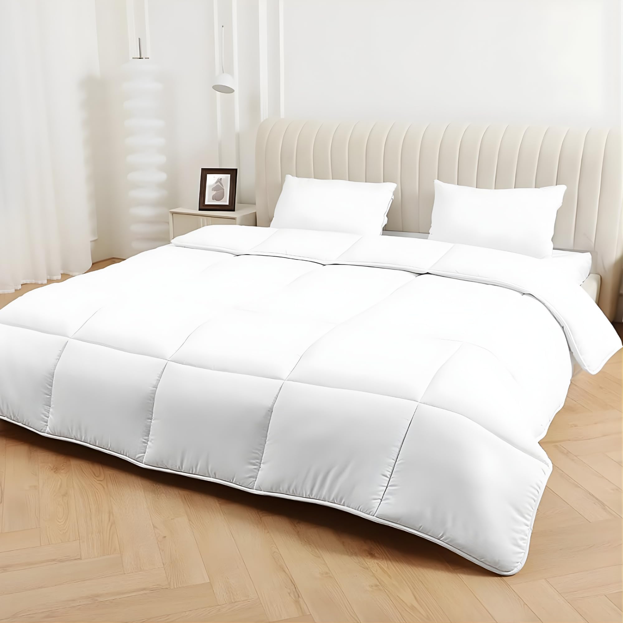 Super King Duvet 1.5 Tog | Premium Microfibre Duvet Super King | Cool Summer Box Stitched Design Quilts | Soft Touch, Anti-allergy & Feels Like Down Quilt (260x220cm)