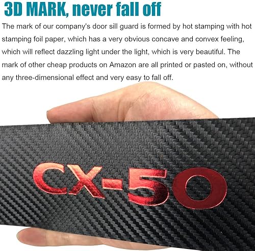 Miniatura 5 de LEXLEY Protector de umbral de puerta de cuero estilo fibra de carbono para Mazda 2023 2024 2025 2026 CX-50 CX50, protector de umbral de puerta de