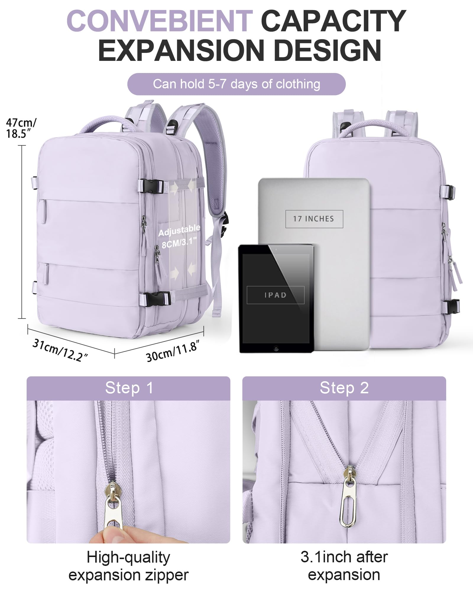 SZLX Zaino Ryanair 40x30x20 Sottovuoto Zaino da Viaggio 40x30x20 Wizzair Donna da escursionismo sportivo impermeabile Zaino Casual Laptop da 14 Pollici con porta di ricarica USB Scomparto per Scarpe