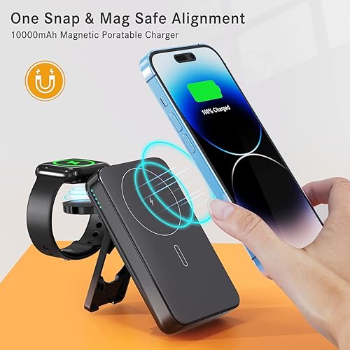 Miniatura 8 de Lyare Banco de energía inalámbrico magnético  Estación de carga inalámbrica 3 en 1 PD 18 W inalámbrico rápido Mag-Safe cargador batería para iPhone