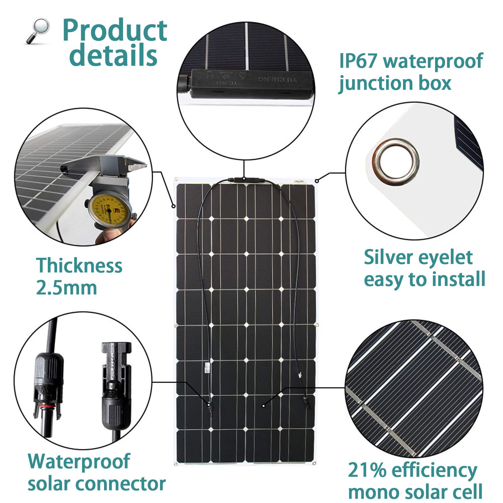 Aysolar 100W Flexibel Zonnepaneel - 12V Monokristallijn