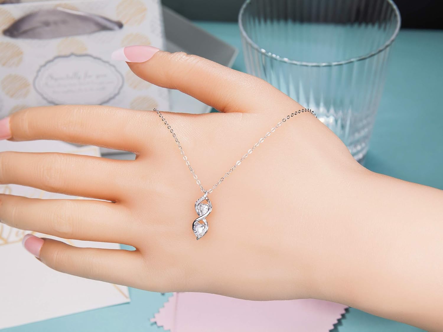 Sister Gifts from Sister, Sterling Silver Infinite Two Interlocking Infinity Double Hearts Necklace, Birthday Jewelry Gift Necklaces for Sisters, No Matter - Image 8