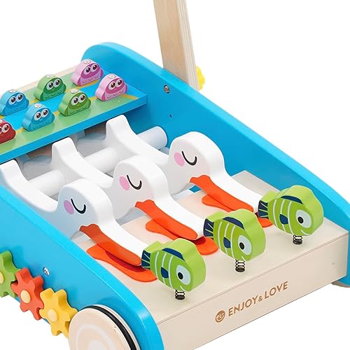 Miniatura 7 de Juguete de empuje de madera para bebé, andador de empuje, centro de actividades para bebés, juguete de aprendizaje sentado a pie, caminantes de