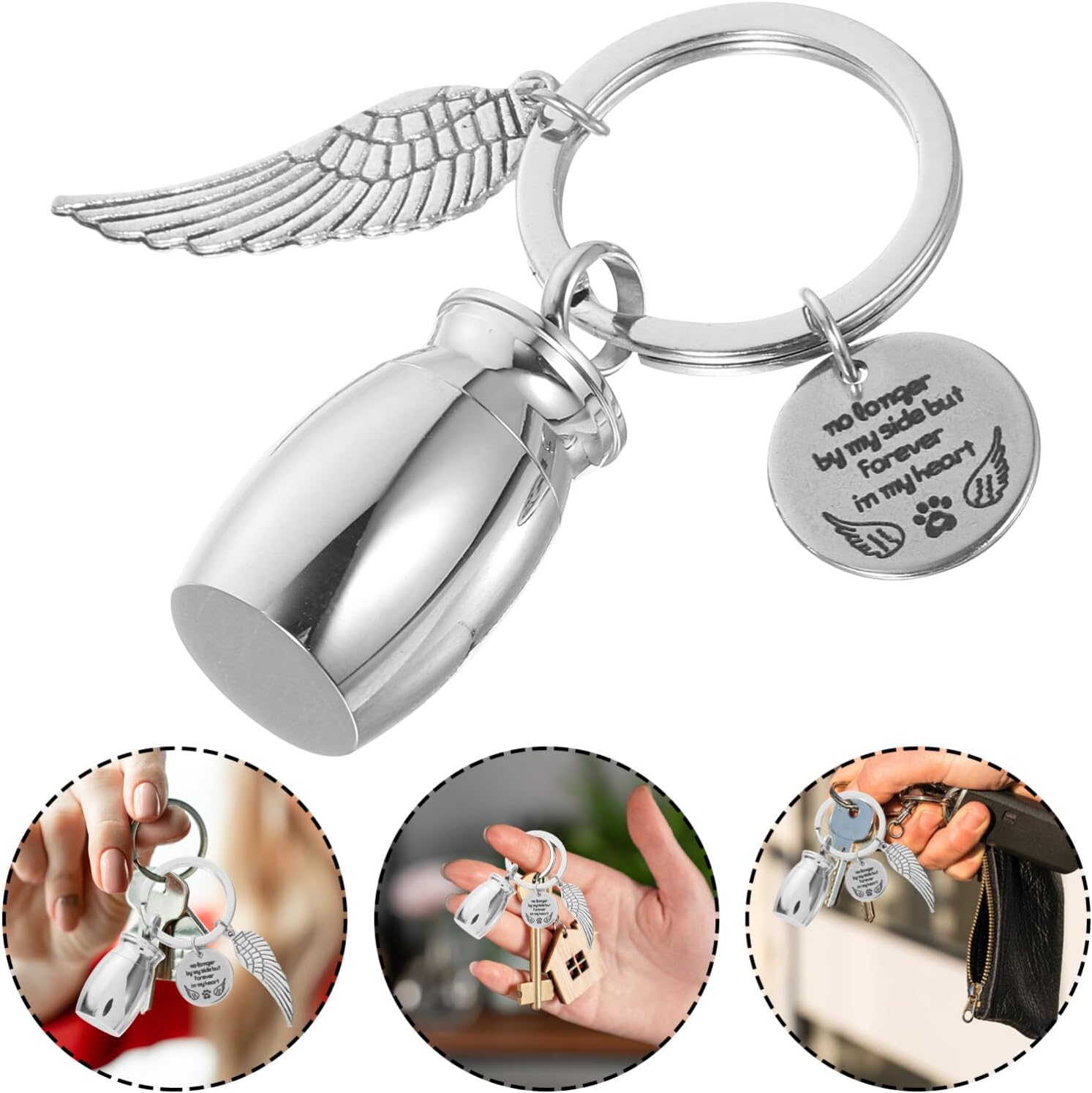 Luxshiny Small Keepsake Urn Keychain Mini Memorial Ashes Holder Key Chain Ashes Keepsake Remembrance Sympathy Present in Memory of Loved One Dad Mom