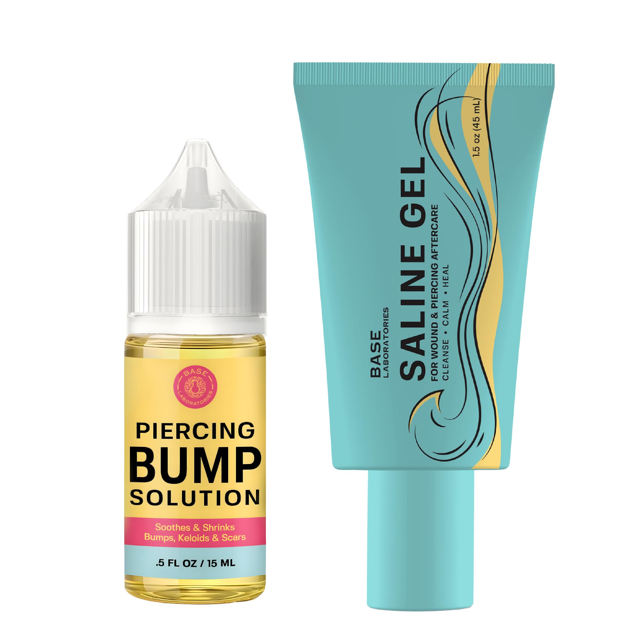 BASE LABORATORIES Piercing Bump Solution &amp; Keloid Bump Removal | Soothing Piercing Aftercare for Piercing Bumps &amp; Keloid Scar Removal | Ear &amp; Nose Keloid Bumps Piercing Aftercare Solution Oil | 0.5 oz