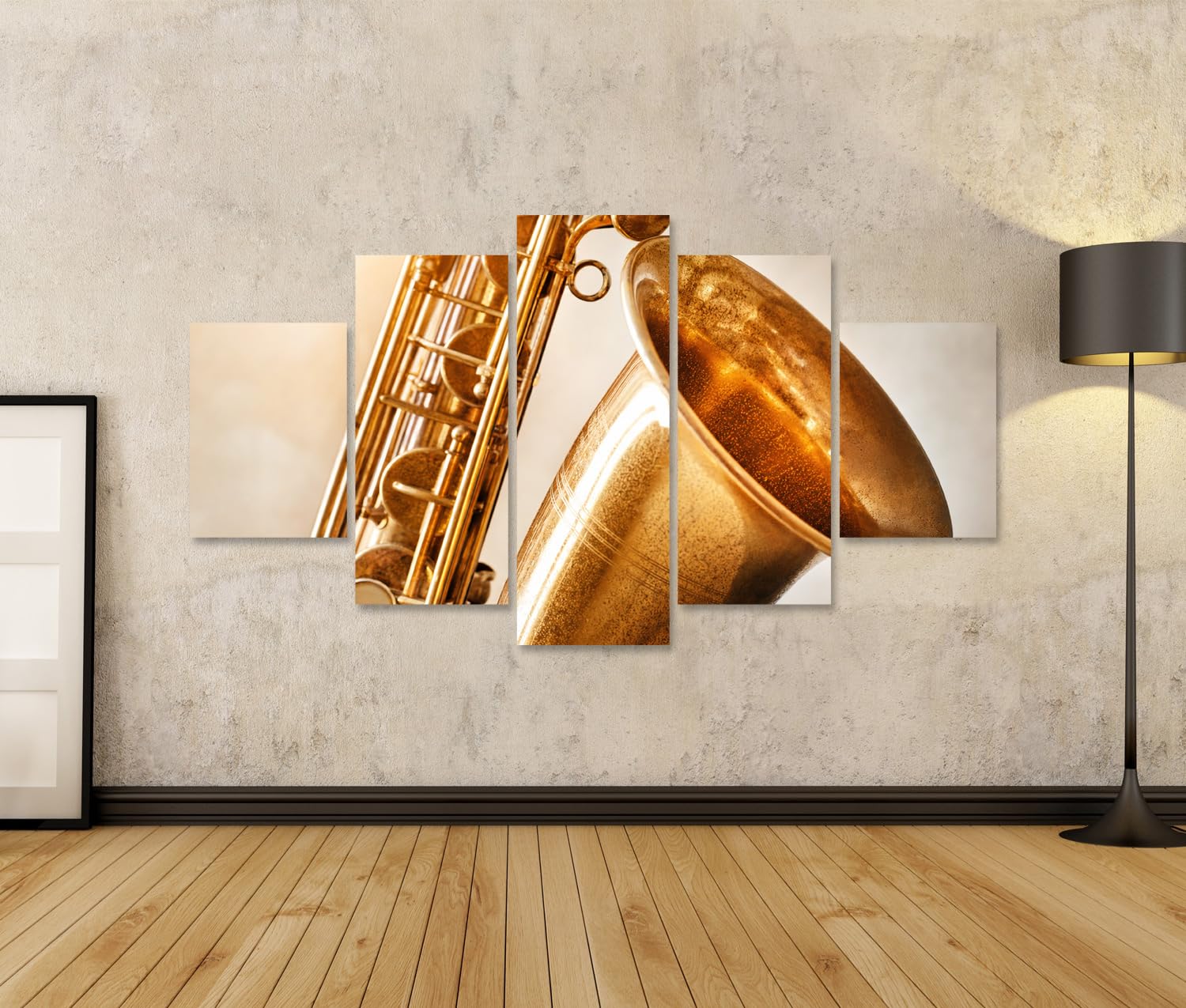 islandburner Quadro su tela, elegante sassofono, decorazione da parete per soggiorno, per gli amanti della musica, 5 pezzi