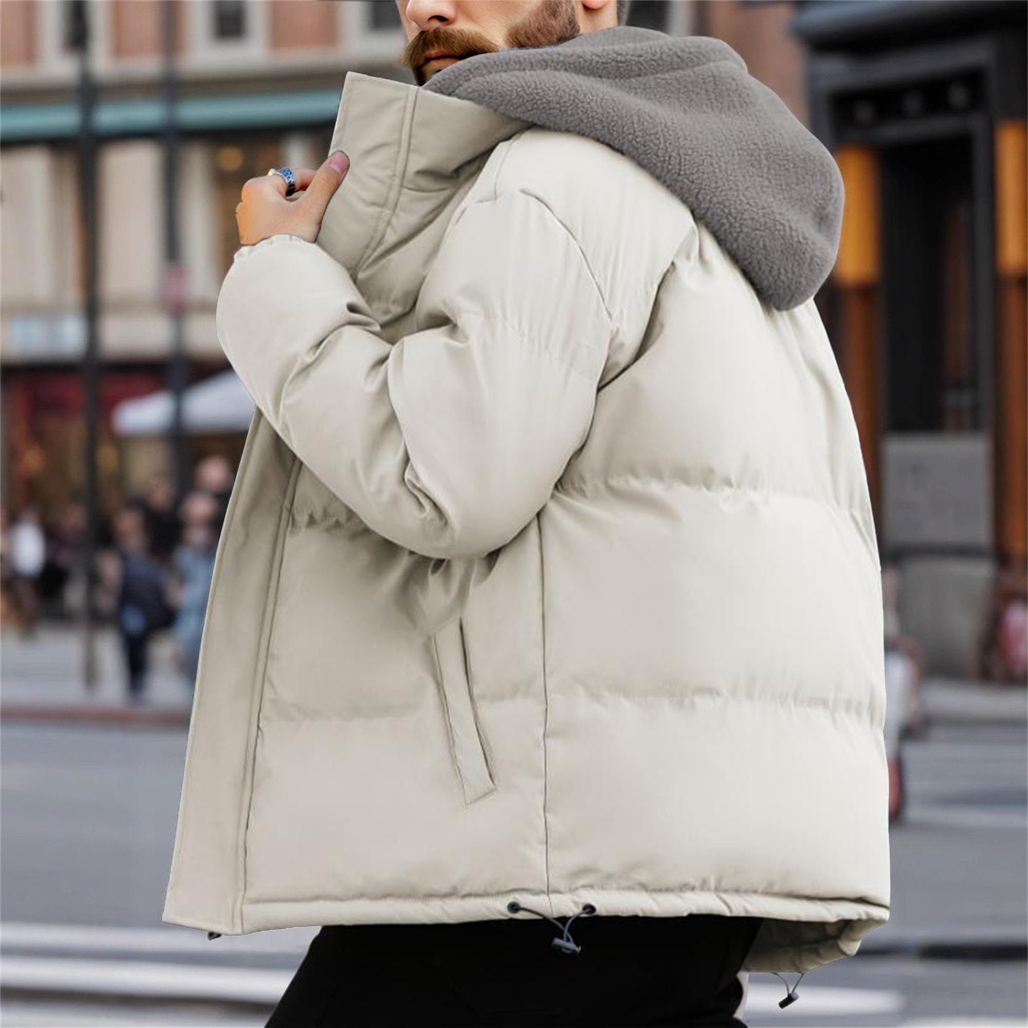 Piumino invernale termico da uomo con cappuccio antivento termico giacca trapuntata isolante cappotto invernale da uomo