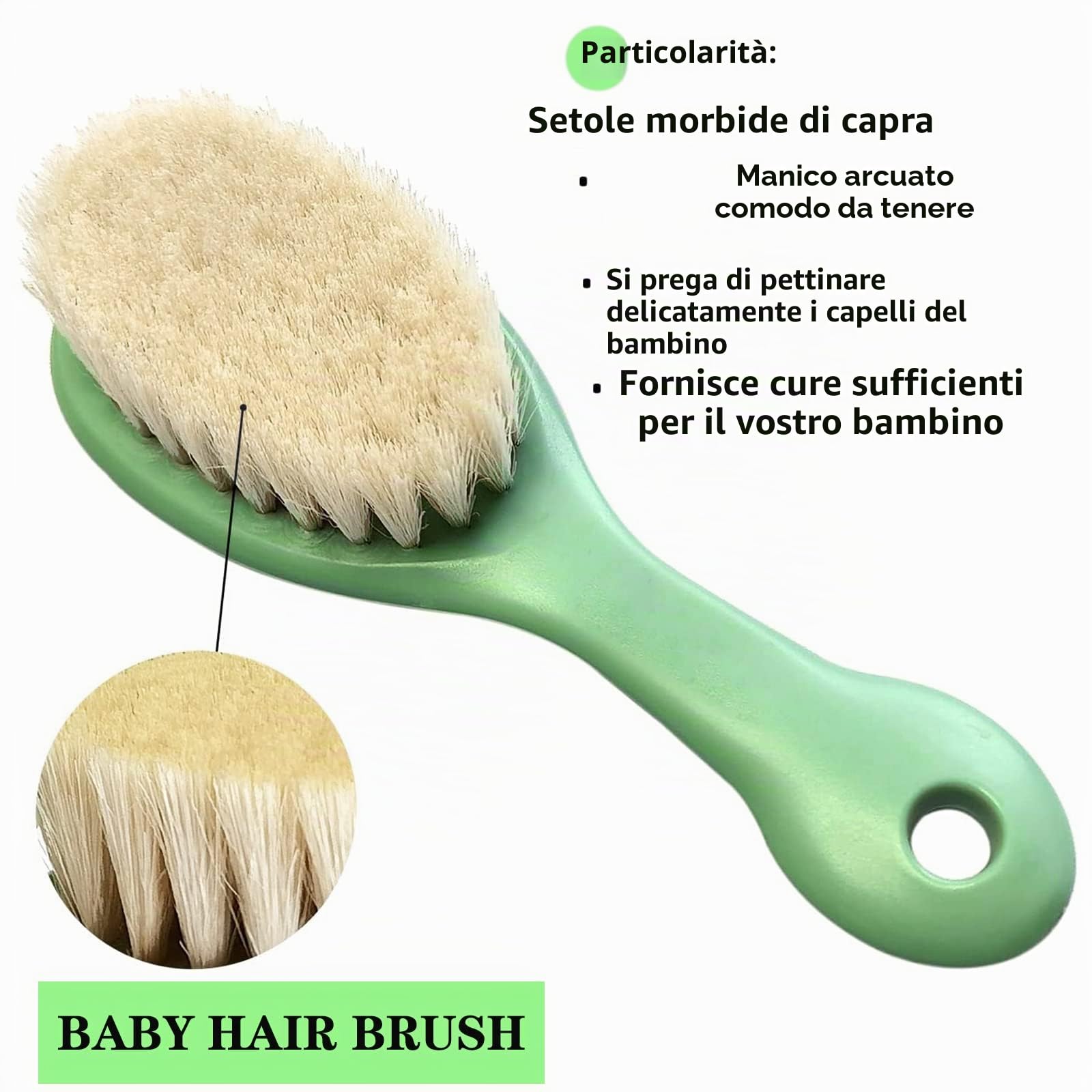 Set di 3 spazzole per capelli e pettini per neonati e bambini, con morbide setole di capra, spazzola da bagno in silicone e pettine per neonati e bambini, regalo perfetto per la lista dei