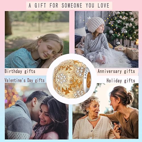 Miniatura 6 de LNQOBU Happy Life - Cuenta colgante para pulseras de dijes - Cuenta colgante de plata de ley 925 para mujer y niña con un dije espaciador