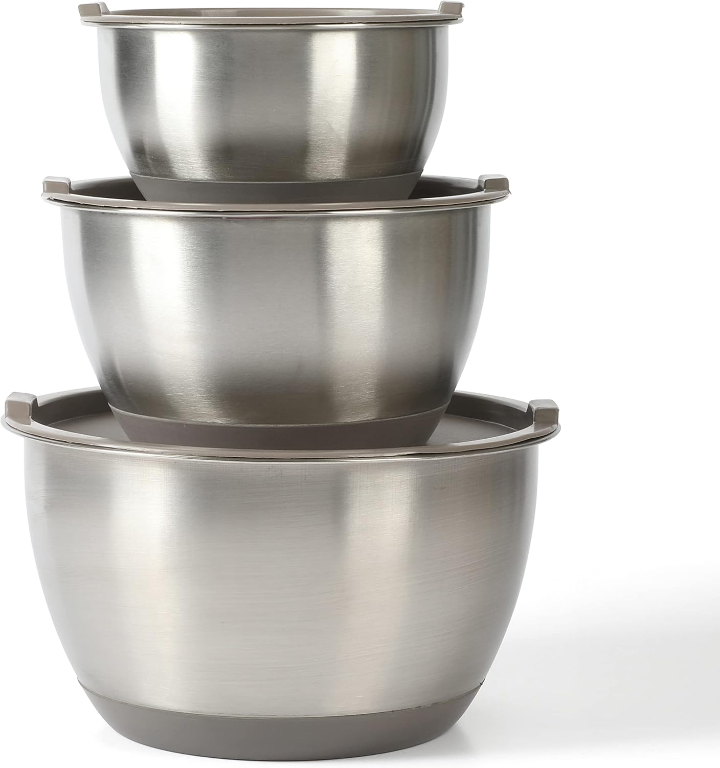 Rhinewell 6-Piece Stainless Steel Mixing Bowls with Lids and Non-Slip Base