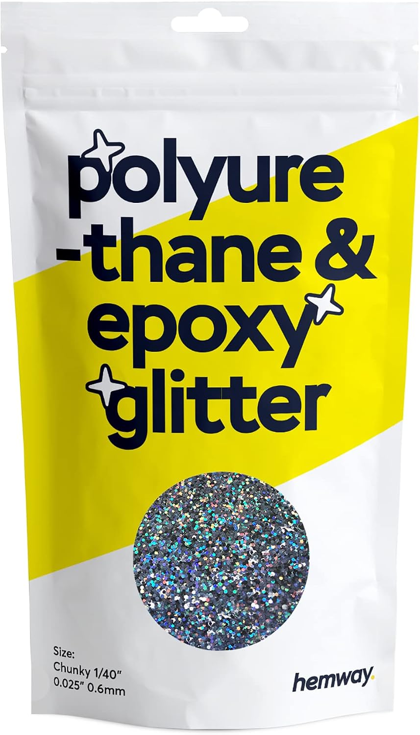 Hemway Resin Glitter Gun Metal Grey Holographic 100g Chunky